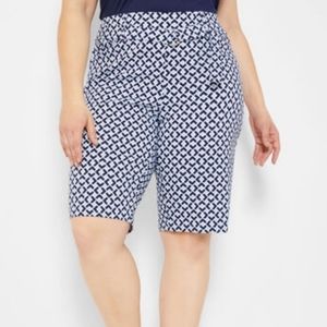 Ashley Stewart Womens Blue Multi Colored Pattern Shorts Size 14/16 NWT